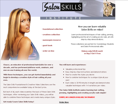 The Salon Skills Institute  web screenshot