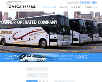 Omega Bus Charter Rental web screenshot