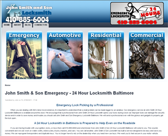John Smith and Son Emergency Locksmith web screenshot