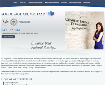 Sogol Saghari, MD web screenshot