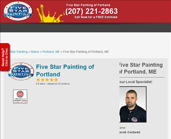 Five Star Painting of Portland web screenshot