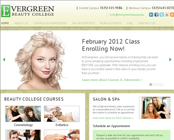 Evergreen Beauty & Barber web screenshot