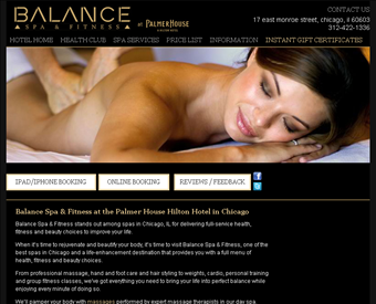 Balance Spa & Fitness web screenshot
