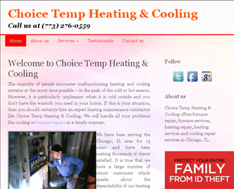 Choice Temp Heating & Cooling web screenshot