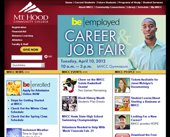 Mt. Hood Community College web screenshot