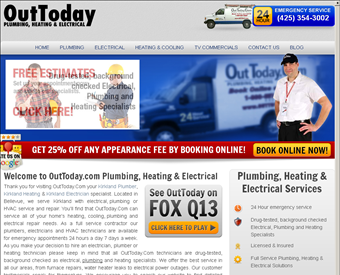OutToday Plumbing Heating & Electrical web screenshot