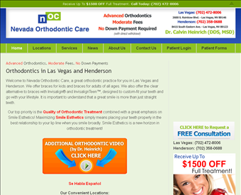 Nevada Orthodontic Care web screenshot
