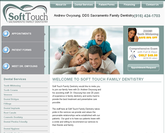Soft Touch Dentistry web screenshot