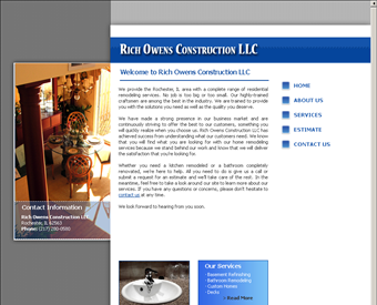 Rich Owens Construction LLC web screenshot