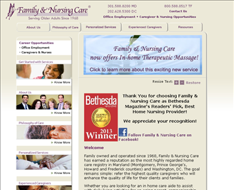 Family & Nursing Care web screenshot