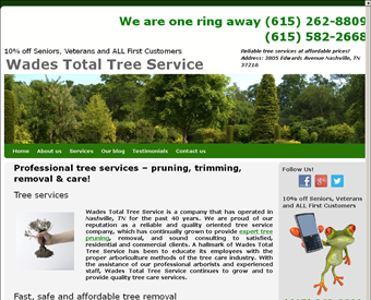 Wades Total Tree Service web screenshot