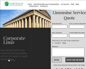 Emerald Luxury Transportation web screenshot