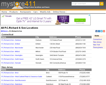 PC Richard & Son web screenshot