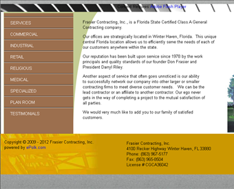 Frasier Contracting, Inc. web screenshot