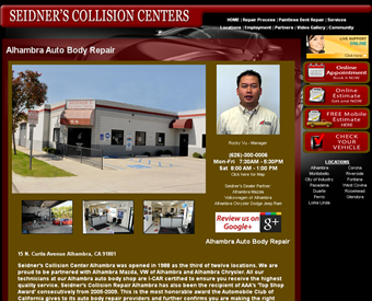Seidner's Collision Centers web screenshot