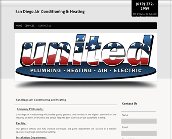 San Diego Air Conditioning and Heating web screenshot