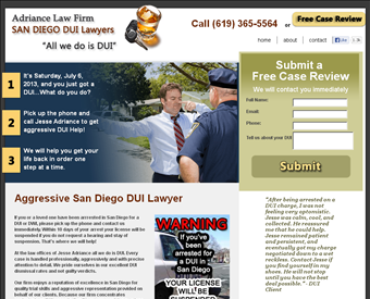 Adriance Law Firm - #1 San Diego DUI Lawyer web screenshot