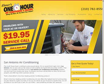 One Hour Air San Antonio web screenshot