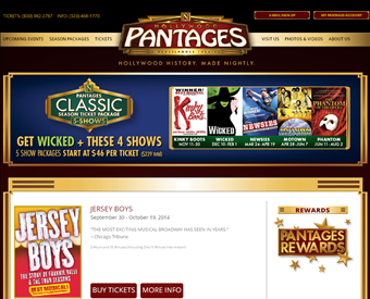 Hollywoodpantages web screenshot