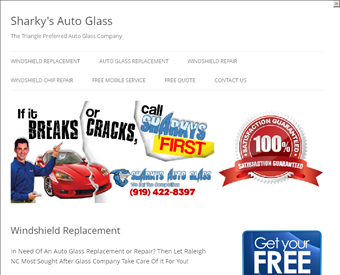 Sharky's Auto Glass web screenshot