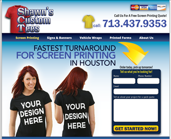 Shawn's Custom Tees web screenshot