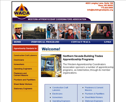 Western Apprenticeship Coordinators Assoc. web screenshot
