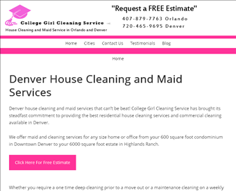 College Girl Cleaning Service web screenshot