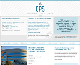 Comprehensive Pain Specialists web screenshot
