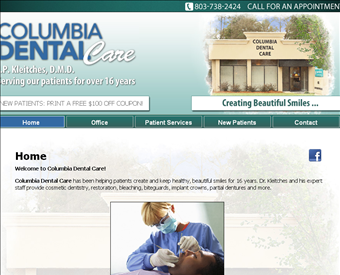 Columbia Dental Care web screenshot