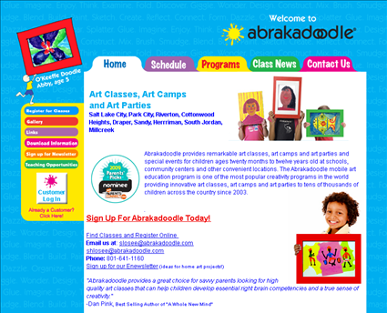 Abrakadoodle web screenshot