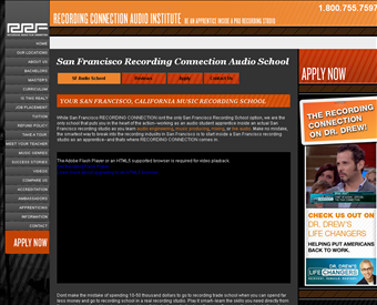 Recording Connection Audio Institute web screenshot
