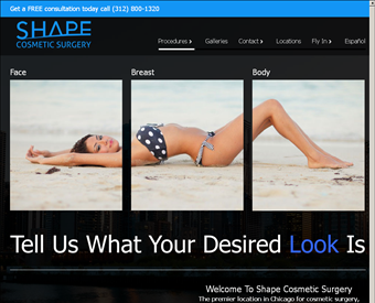 Shape Cosmetic Surgery web screenshot