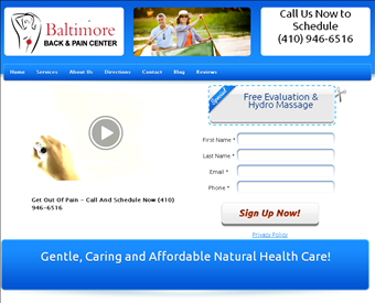 Baltimore Back & Pain Center web screenshot