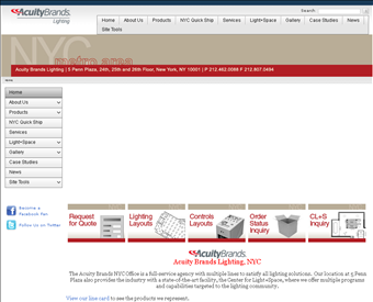 Acuity Brands Lighting web screenshot