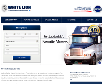 White Lion Movers Fort Lauderdale web screenshot