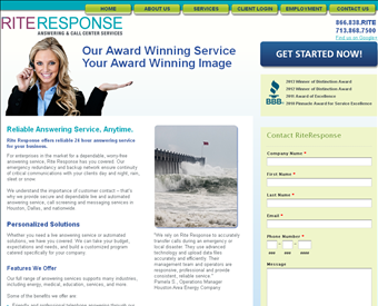 Rite Response Answering & Call Center Services web screenshot