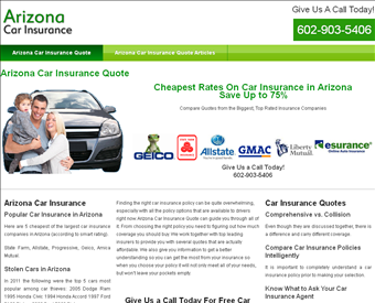 Arizona Car Insurance Quote web screenshot