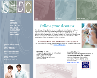 College of Hair Design Careers web screenshot