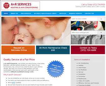 A & R Services web screenshot