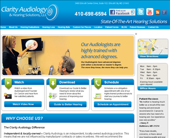 Clarity Audiology & Hearing Solutions web screenshot