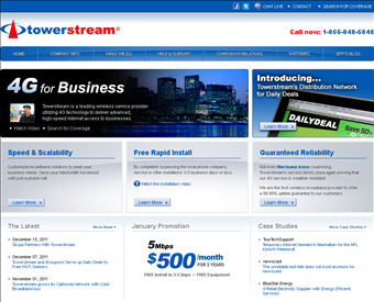 Towerstream Inc. web screenshot
