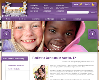 Lone Star Pediatric Dental web screenshot