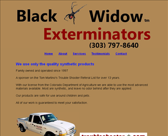 Black Widow Exterminators web screenshot