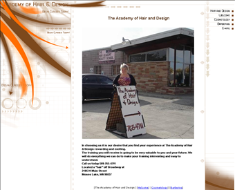 The Academy of Hair and Design web screenshot