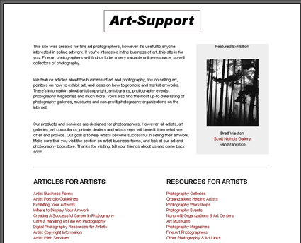 Art Support web screenshot
