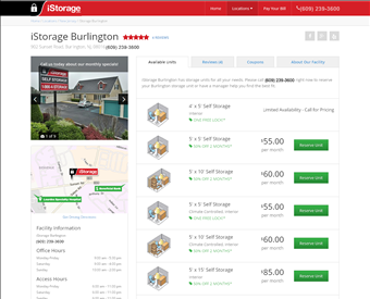 iStorage Burlington web screenshot
