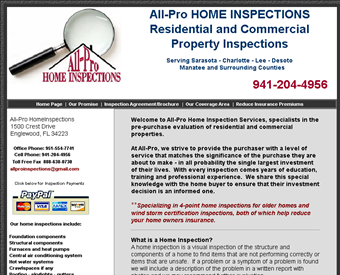 All-Pro HomeInspections web screenshot