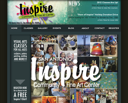 Inspire Fine Art Center web screenshot