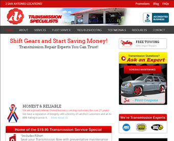 A Plus Transmission Specialists web screenshot