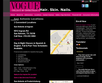 Vogue College Of Cosmetology web screenshot